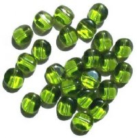 25 12mm Four-Sided Flat Round Olive Glass Beads